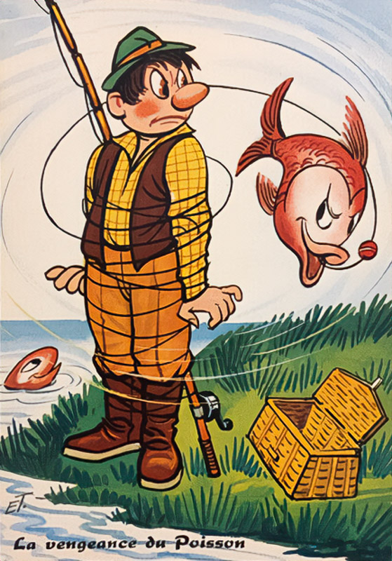 Carte postale humoristique de pêcheur