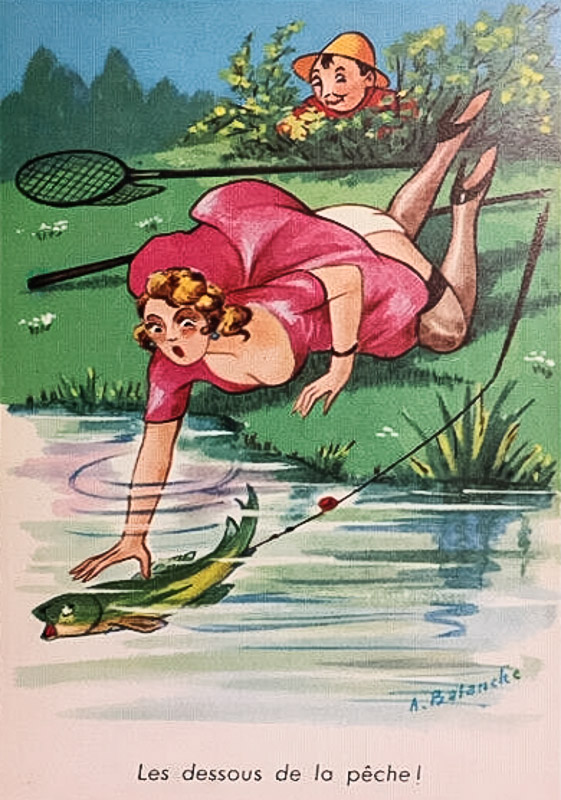 carte postale humoristique sur le thème de la pêche