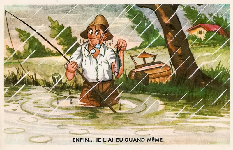 carte postale humoristique sur le thème de la pêche