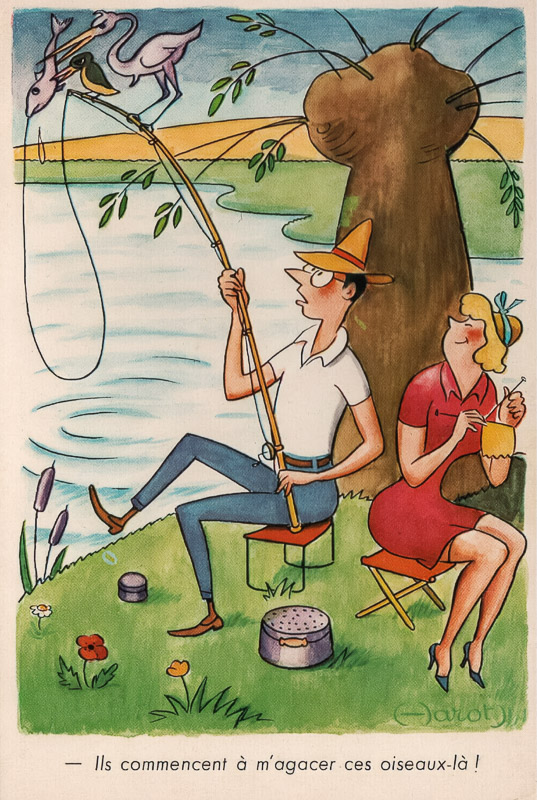 carte postale humoristique sur le thème de la pêche