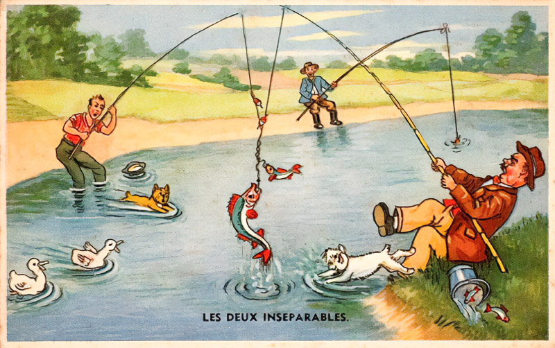 carte postale humoristique sur le thème de la pêche